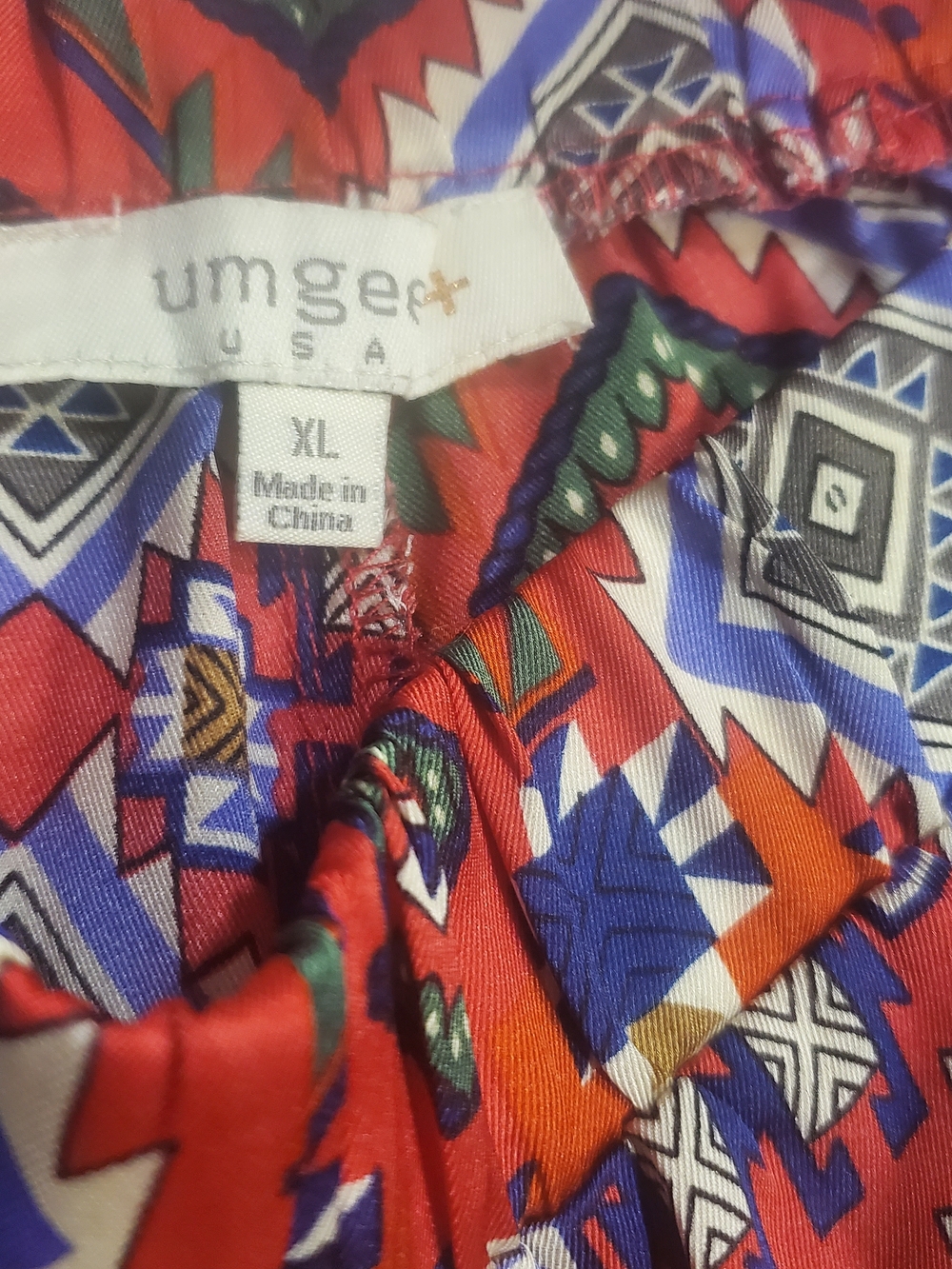 Umgee Red Multicolor Aztec Print Top - Picture 3 of 4